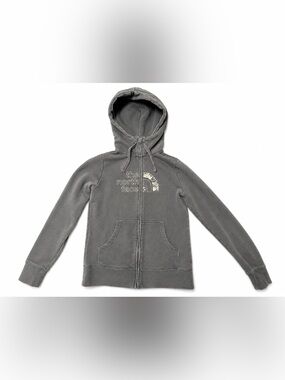 The North Face Gray Full-Zip Hooded Sweatshirt with Logo